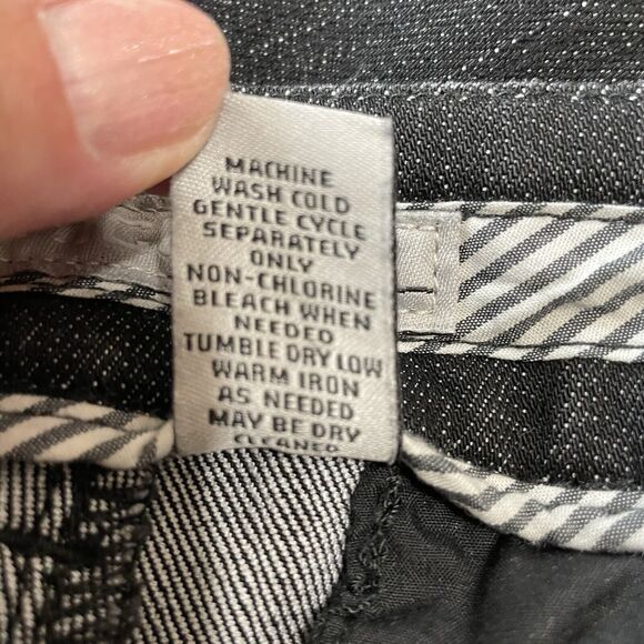 Chico’s Platinum Jeans Size 1 M/8 Black Wash Denim STRATTON MR Trouser Wide Leg - Picture 10 of 11